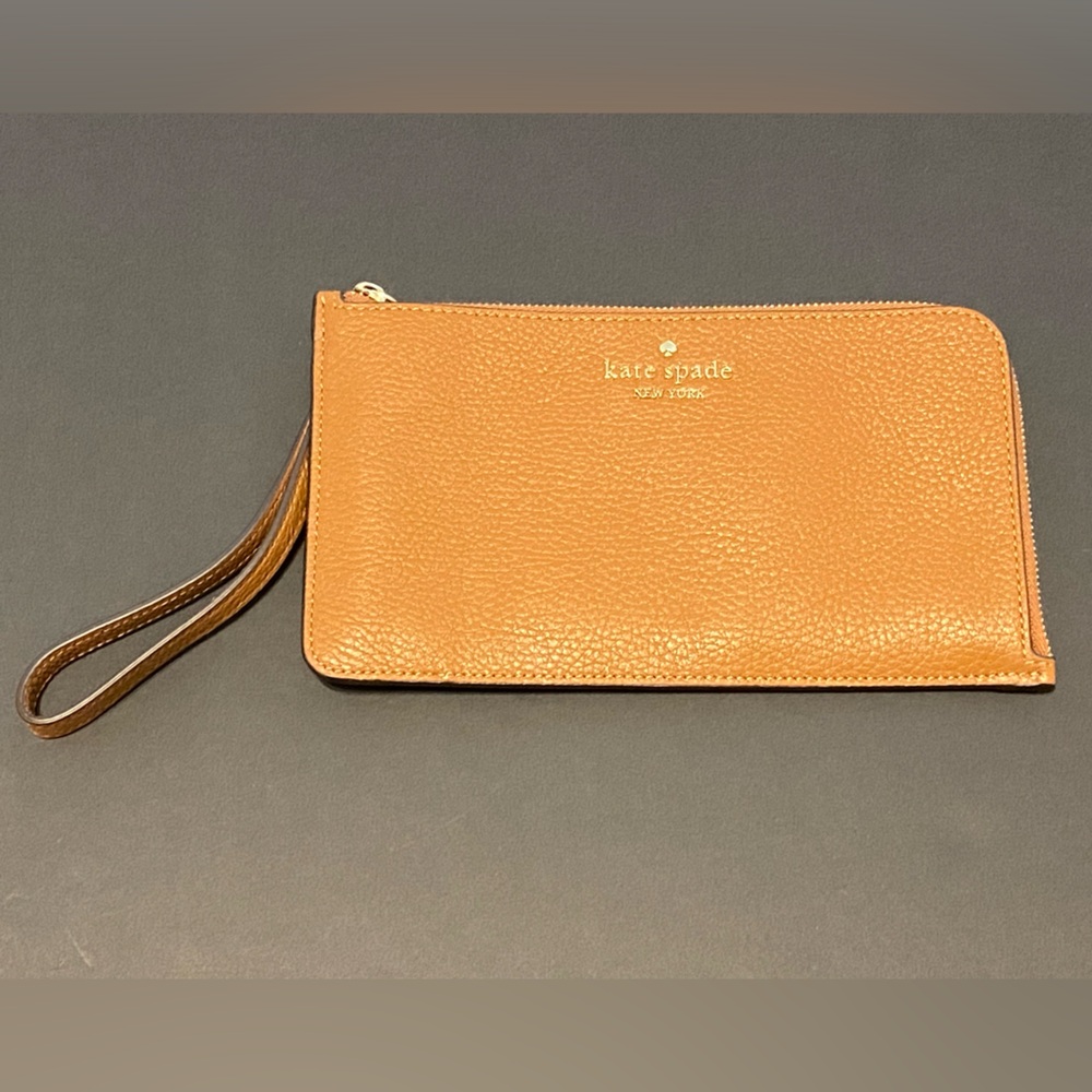 Kate Spade Leila Tan Leather L-zip Wristlet